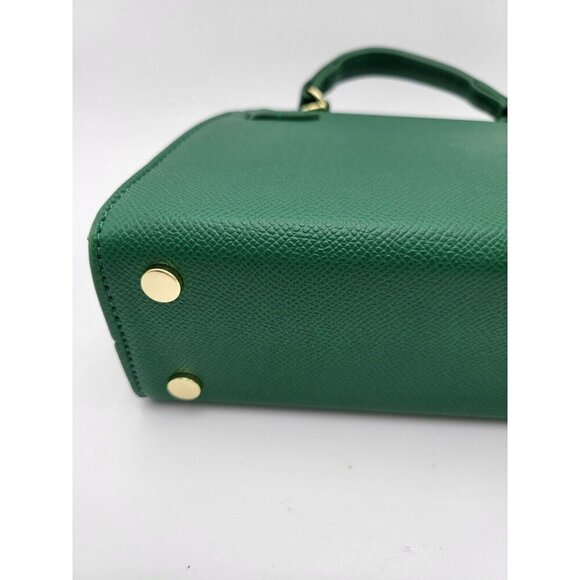 New Kelly Green PU Leather Wirkin Style Mini Tote Crossbody With Strap s… - Picture 11 of 16